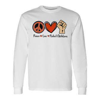 Protect Our End Guns Violence Wear Orange Peace Sign Long Sleeve T-Shirt T-Shirt | Mazezy
