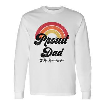Proud Dad Of A Gay Son Lgbtq Ally Free Dad Hugs Bi Raglan Baseball Tee Long Sleeve T-Shirt T-Shirt | Mazezy