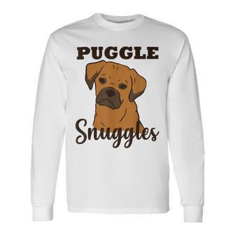 Puggle Dog Snuggles Funny Cute Pug Beagle Mom Dad Unisex Long Sleeve | Favorety CA