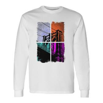 Retro Brooklyn Bridge Nyc Vintage Distressed Long Sleeve T-Shirt T-Shirt | Mazezy