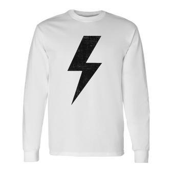 Retro Distressed Bolt Lightning Black Power Symbol Long Sleeve T-Shirt T-Shirt | Mazezy