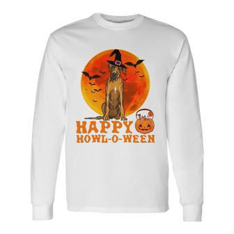 Rhodesian Ridgeback Dog Halloween Happy Howl-O-Ween Long Sleeve T-Shirt - Thegiftio UK