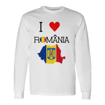 Romanian I Love Romania Long Sleeve T-Shirt | Mazezy