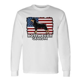 Rottweiler Grandpa American Flag Long Sleeve T-Shirt T-Shirt | Mazezy