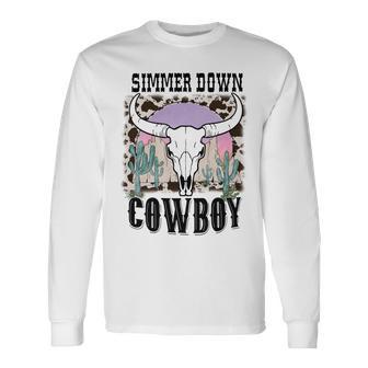 Simmer Down Cowboy Western Style Gift Unisex Long Sleeve | Favorety