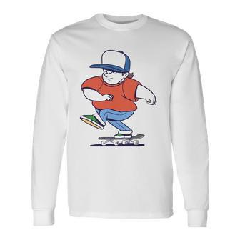 Skater Cartoon Skateboarder Riding Skateboard Long Sleeve T-Shirt T-Shirt | Mazezy