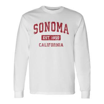 Sonoma California Ca Vintage Sports Red Long Sleeve T-Shirt T-Shirt | Mazezy