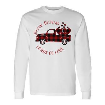 Special Delivery Valentines Car Red Plaid Unisex Long Sleeve | Favorety DE