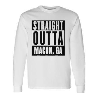 Straight Outta Georgiamacon Home Tee V Neck Long Sleeve T-Shirt T-Shirt | Mazezy