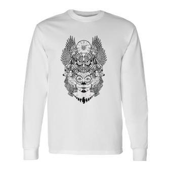 Sugar Skull Owl Day Of The Dead Long Sleeve T-Shirt T-Shirt | Mazezy