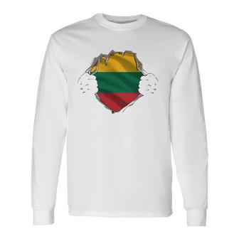 Super Lithuanian Heritage Patriot Proud Lithuania Roots Flag Long Sleeve T-Shirt | Mazezy