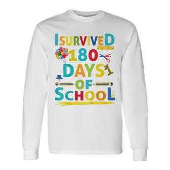 I Survived 180 Days Of School 2022 Class Activity Teacher Long Sleeve T-Shirt - Seseable