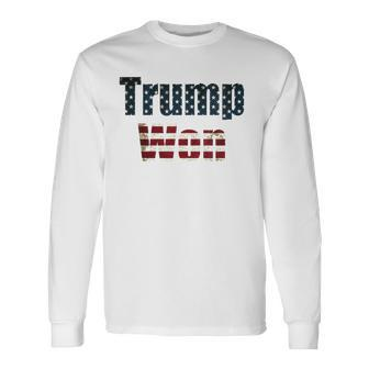 Trump Won Fourth Of July Flag 2024 V-Neck Long Sleeve T-Shirt | Mazezy