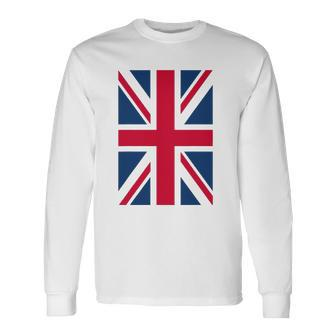 Uk Cool Vertical British Union Jack Flag Long Sleeve T-Shirt T-Shirt | Mazezy