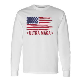 Ultra Mega Patriotic Trump Republicans American Flag Long Sleeve T-Shirt T-Shirt | Mazezy