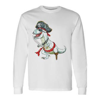 Vintage Pirate Dinosaurrex Tyrannosaurus Halloween Long Sleeve T-Shirt T-Shirt | Mazezy