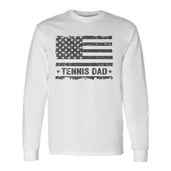 Vintage Tennis Dad America Us Flag Patriot Long Sleeve T-Shirt T-Shirt | Mazezy