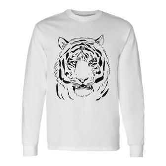 White Tiger Head For Men And Tiger Dad And Tiger Lover Long Sleeve T-Shirt - Thegiftio
