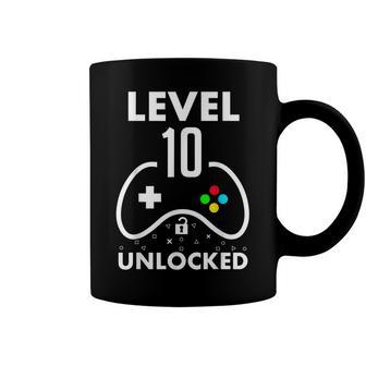 10Th Birthday Level 10 Unlocked Video Gamer Birthday Coffee Mug - Seseable