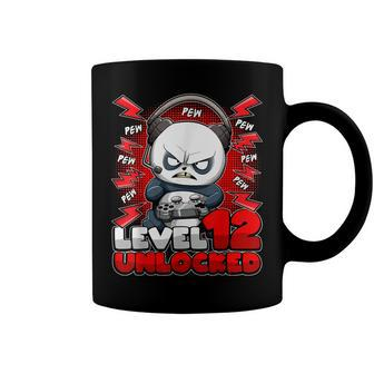 12Th Birthday Gamer Panda Level 12 Unlocked Gaming Pew Pew Coffee Mug - Seseable
