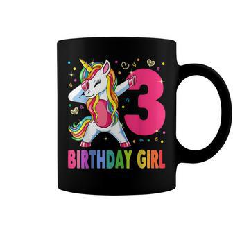 3 Years Old Unicorn Dabbing 3Rd Birthday Girl Unicorn Party Coffee Mug - Seseable
