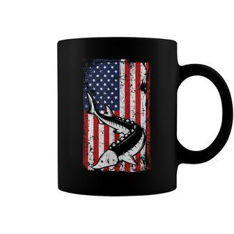 4Th Of July American Flag Sturgeon Fishing Dad Grandpa Gifts Coffee Mug - Seseable