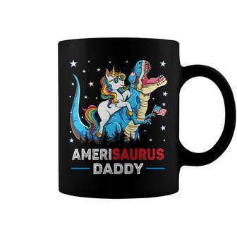 4Th Of July Amerisaurus Daddy T Rex Unicorn Dad Fathers Day Coffee Mug - Seseable