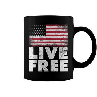 4Th Of July Gift For Men Women Live Free American Flag Gift Coffee Mug - Seseable