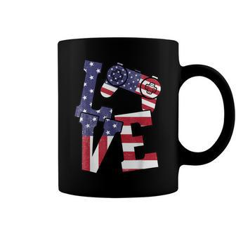 4Th Of July Love Video Game Controller Patriotic Usa Flag Coffee Mug - Seseable