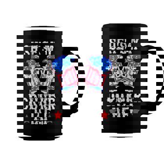 4Th Of July Matching Couple Shes Is My Drunker Half Coffee Mug | Seseable CA