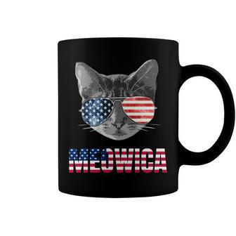 4Th Of July Patriotic Gift For Cat Lovers - Meowica Coffee Mug - Seseable