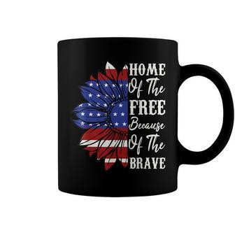 4Th Of July Sunflower Home Of The Free Because Of The Brave Coffee Mug - Seseable