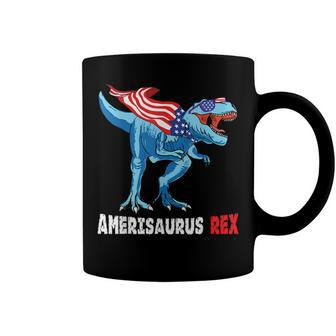 4Th Of July T Rex Dinosaur Amerisaurus Rex Boys Kids Men Coffee Mug - Seseable