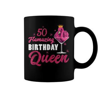 50Th Flamazing Birthday Queen Flamingo 50 Years Old Women Coffee Mug - Seseable