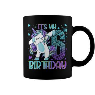 6 Years Old Unicorn Dabbing 6Th Birthday Girl Unicorn Party Coffee Mug - Seseable