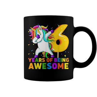 6 Years Old Unicorn Dabbing 6Th Birthday Unicorn Party Coffee Mug - Seseable