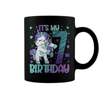 7 Years Old Unicorn Flossing 7Th Birthday Girl Unicorn Party Coffee Mug - Seseable