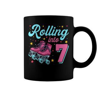 7Th Birthday For Girls Roller Skates Rolling Into 7 Coffee Mug - Seseable