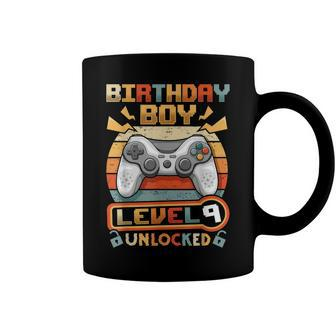 9Th Birthday Boy Vintage Video Gamer Level 9 Unlocked Boys Coffee Mug - Seseable