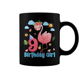 9Th Birthday Girls Flamingo 9 Years Old Tropical Flamingo Coffee Mug - Seseable
