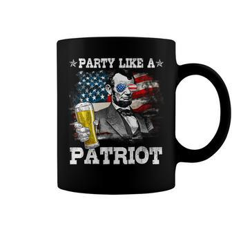 Abraham Lincoln Party Like A Patriot 4Th Of July Coffee Mug - Seseable