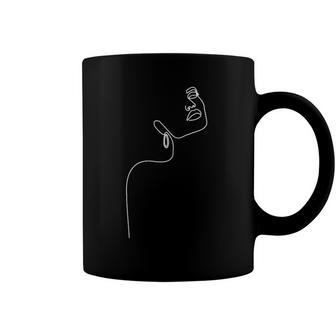 Aesthetic Minimalistic Drawing Female Face Abstract Line Art Coffee Mug | Mazezy
