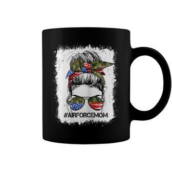  All American Airforce Mom Messy Bun Us Flag 4Th Of July Coffee Mug - Seseable