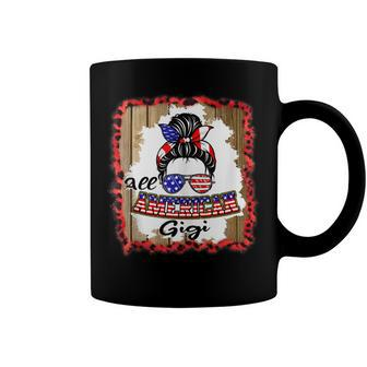 All American Gigi Patriotic Messy Bun Usa Flag 4Th Of July Coffee Mug - Seseable