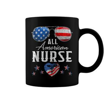 All American Nurse Usa Flag Sunglasses 4Th Of July Coffee Mug - Seseable
