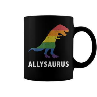 Allysaurus Dinosaur In Rainbow Flag For Ally Lgbt Pride  Coffee Mug