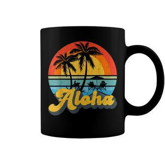 Aloha Hawaii Hawaiian Island Vintage Palm Tree Surfboard V2 Coffee Mug | Seseable CA