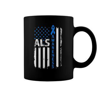 Als Awareness Blue Ribbon Us America Flag 2022 Gifts Coffee Mug | Mazezy