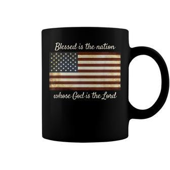 American Flag Blessed The Nation Christian Patriotic Coffee Mug - Seseable
