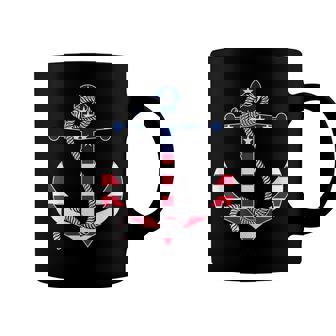 American Flag Patriotic Anchor - Memorial Day 4Th Of July Coffee Mug - Seseable